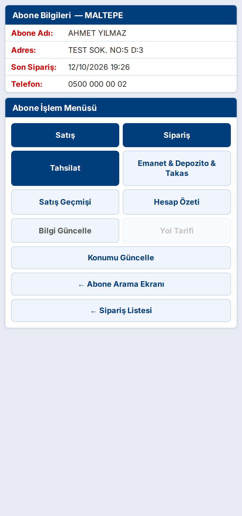 Mobil müşteri kartı