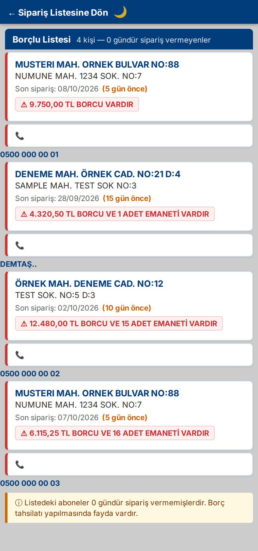 Mobil borçlu listesi